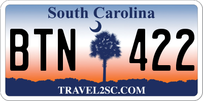 SC license plate BTN422