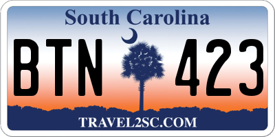 SC license plate BTN423
