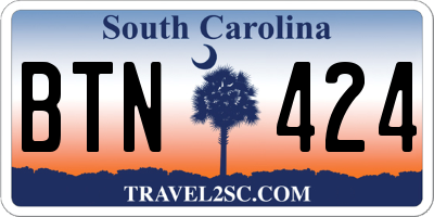 SC license plate BTN424