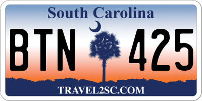 SC license plate BTN425