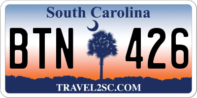 SC license plate BTN426