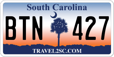 SC license plate BTN427