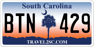 SC license plate BTN429