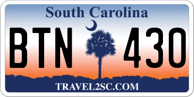 SC license plate BTN430