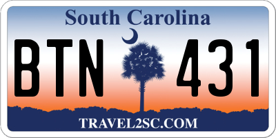 SC license plate BTN431