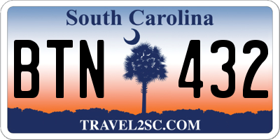 SC license plate BTN432