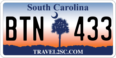SC license plate BTN433