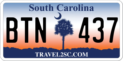 SC license plate BTN437