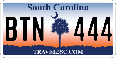 SC license plate BTN444