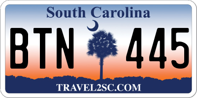 SC license plate BTN445