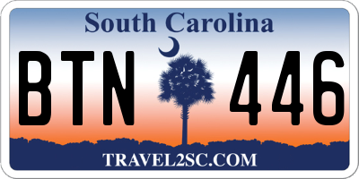 SC license plate BTN446