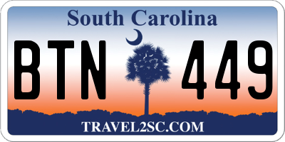 SC license plate BTN449