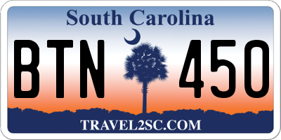 SC license plate BTN450