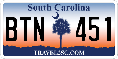 SC license plate BTN451
