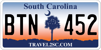 SC license plate BTN452