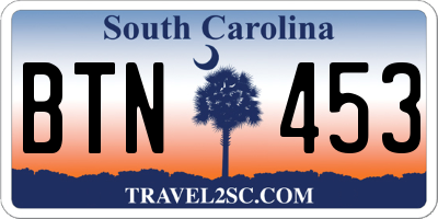 SC license plate BTN453