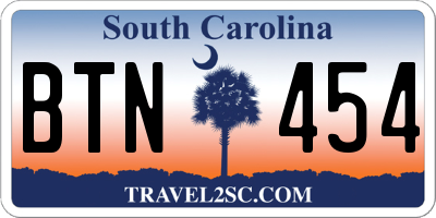 SC license plate BTN454