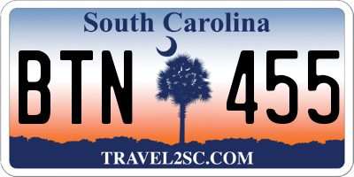 SC license plate BTN455