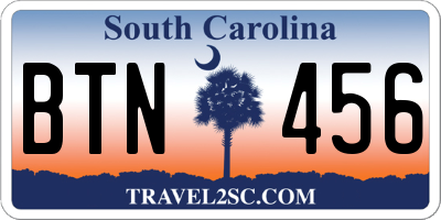 SC license plate BTN456
