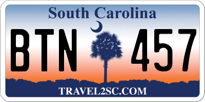 SC license plate BTN457