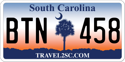 SC license plate BTN458