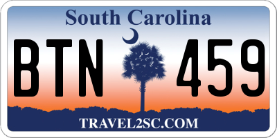 SC license plate BTN459