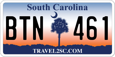 SC license plate BTN461