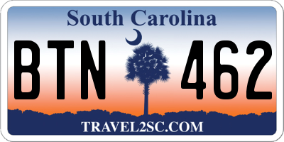 SC license plate BTN462