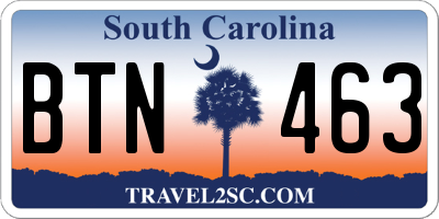 SC license plate BTN463