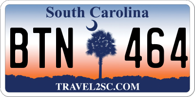 SC license plate BTN464