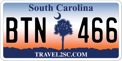 SC license plate BTN466