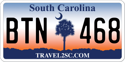 SC license plate BTN468
