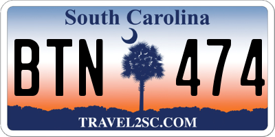 SC license plate BTN474