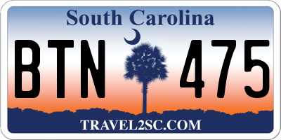 SC license plate BTN475