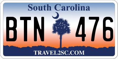 SC license plate BTN476