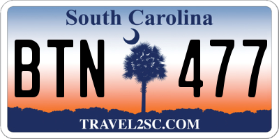 SC license plate BTN477
