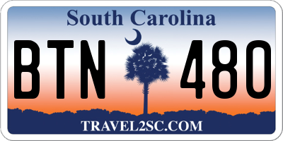 SC license plate BTN480