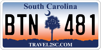 SC license plate BTN481