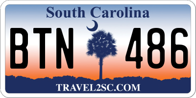 SC license plate BTN486