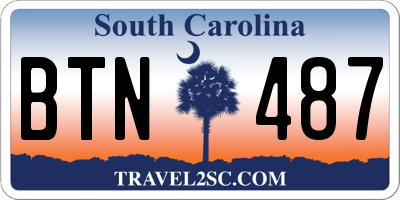SC license plate BTN487