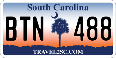 SC license plate BTN488