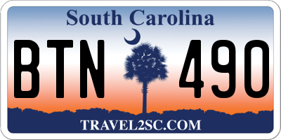 SC license plate BTN490