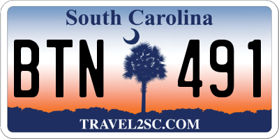 SC license plate BTN491