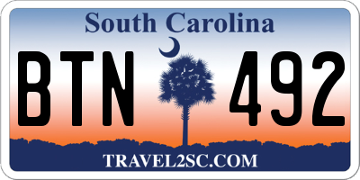SC license plate BTN492
