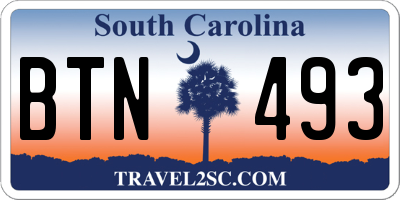 SC license plate BTN493
