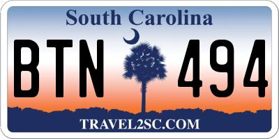 SC license plate BTN494