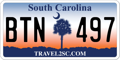 SC license plate BTN497