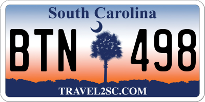 SC license plate BTN498