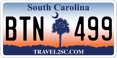 SC license plate BTN499