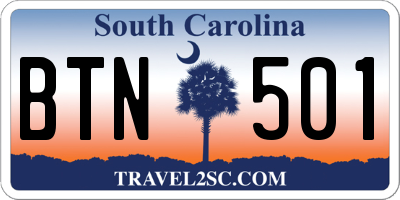 SC license plate BTN501